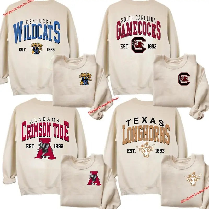 Vintage College Team Colection Sand Crewneck Sweatshirt 2 Side, Vintage Football Team NCAA Sweatshirt, Gift For Fan men's...