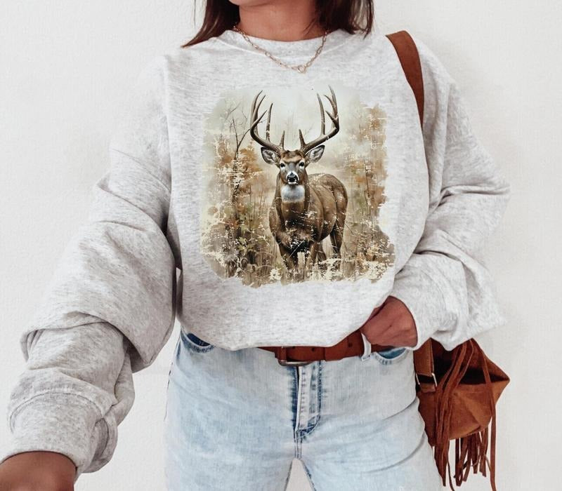 Vintage Deer Sweatshirt, Retro Deer Christmas Sweater, Deer Shirt, Retro Deer Shirt, Buck Shirt, Animal Lover Shirt,...