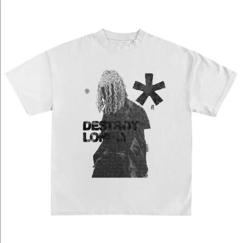 Vintage Destroy lonely Y2K Graphic Tee, Sweatshirt, Hoodie Gift For Women Top Womenswear Underwear Cotton T-Shirt...