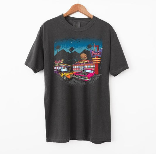 Vintage Drive In Comfort Colors Shirt, Muscle Car Vintage 90s Style Graphic Shirt, Retro Graphic Tee, Tropical Tshirt