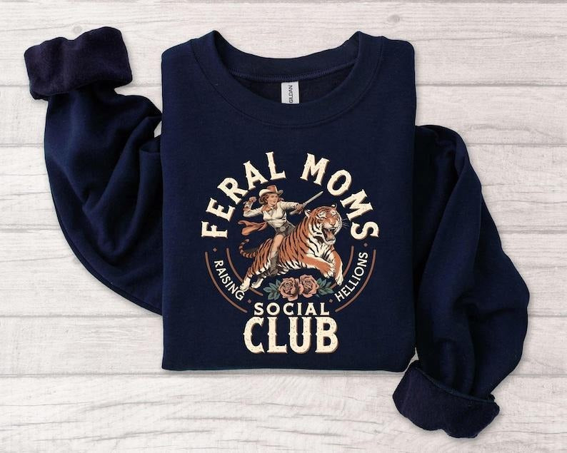 Vintage Feral Moms Social-Club Shirt, Feral Mama Gift, Feral Wife Shirt, Feral Mama Shirt, Mom Life Shirt, Unhinged...