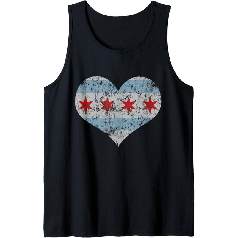 Vintage Flag of Chicago Heart Home Men Women Kids Tank Top MADE IN USA T-Shirts, Hoodie, Sweatshirt | PureTeeCo.com