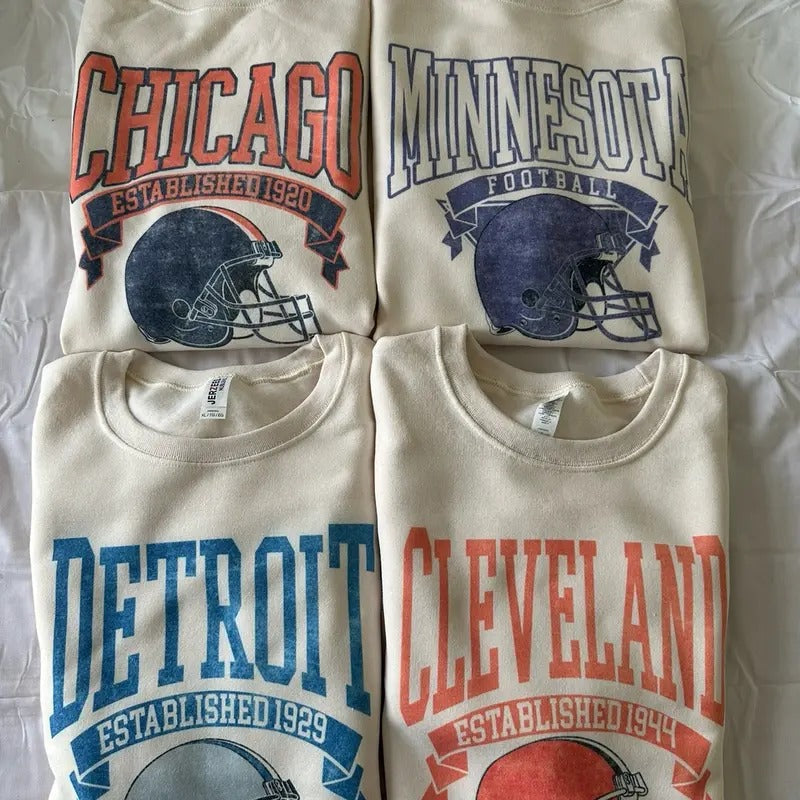 Vintage Football Sweatshirt Sweet Cream T-Shirts, Hoodie | PureTeeCo.com