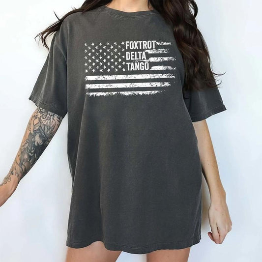 Vintage Foxtrot Delta Tango Comfort Colors Shirt, Sarcatsic Patriotic T-shirt, Retro Subtle FDT Clothing, Sarcastic Vintage America Flag Outfits