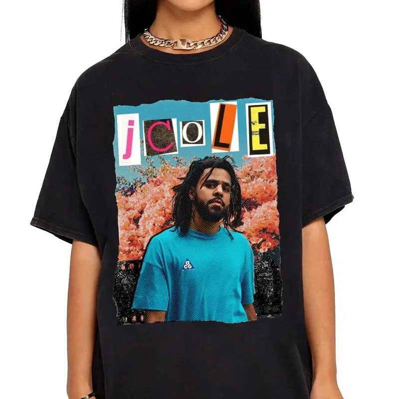 Vintage J Cole Newspaper Style Shirt, J Cole T-Shirt, Cole Merch Shirt, Rapper TShirt, J Cole Tour 2024 Shirt, Shirt For Fan Jcole