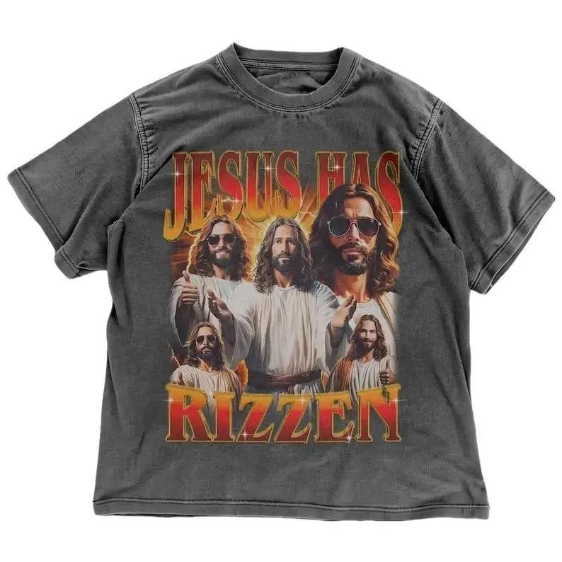 Vintage Jesus Has Rizzen Shirt | Retro Christian Humor T-Shirt | Easter Religious Meme | Retro Y2K Jesus Tee | Ironic...