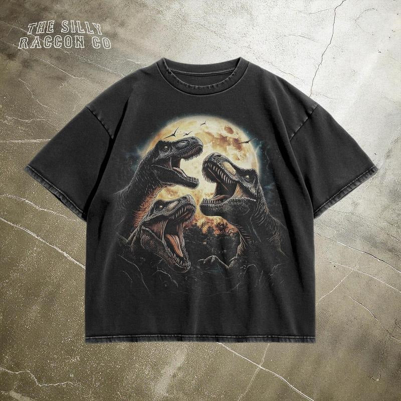 Vintage Jurassic Dinosaur TShirt, TRex Moon Graphic Tee, Retro 90s Style, Unisex Shirt, Gift for Dinosaur Lover,...