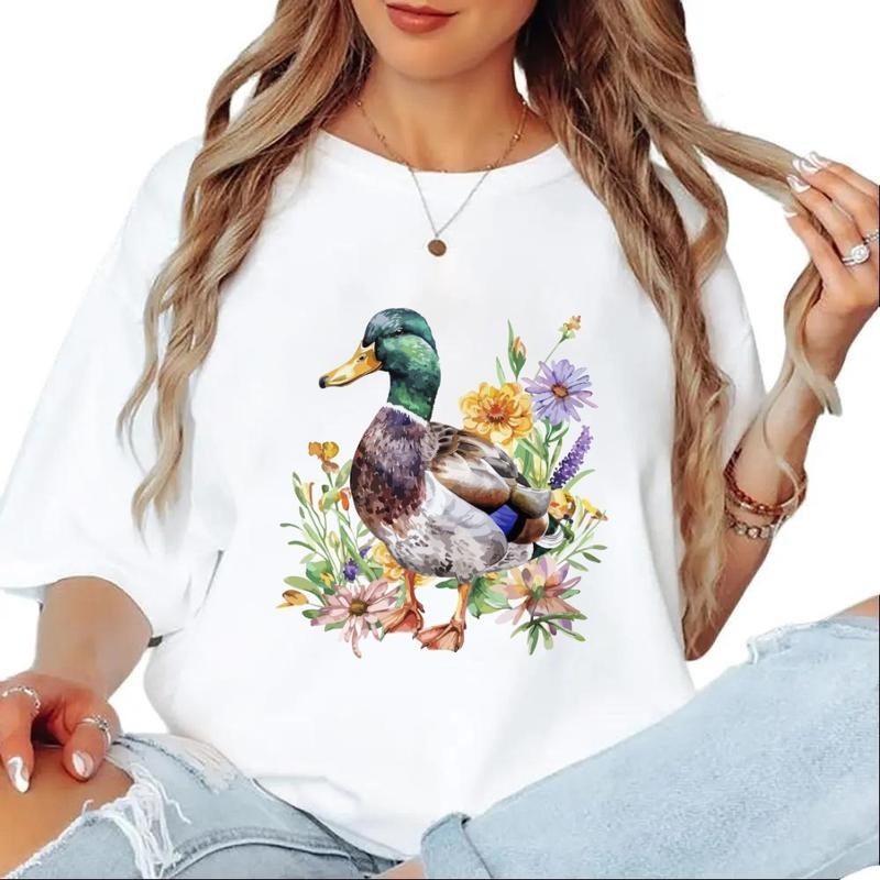 Vintage Mallard Duck Hunting Floral T-shirt Crewneck