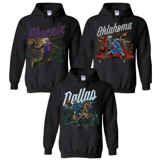 Vintage Oklahoma Basketball Hoodie, Dallas Basketball Hoodie, All Teams Basketball - Graphic Tees - Skeleton Sweatshirt - Gift Shirt men's  sweatshirts