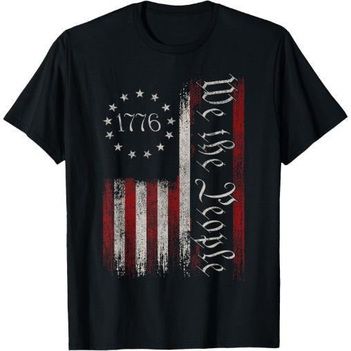 Vintage Old American Flag Patriotic 1776 We The People USA T-Shirt Made in USA Hoodie, Sweatshirt | PureTeeCo.com