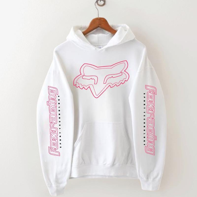 Vintage Pink Logo Fox Racing Motocross Hoodie , Perfect for Moto Fans and Racing Enthusiasts, Dirt Bike Fans, Fox Racing...