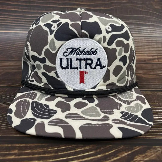 Vintage Retro Michelob Ultra Camouflage Snapback Rope Brim Hat, Hat for men