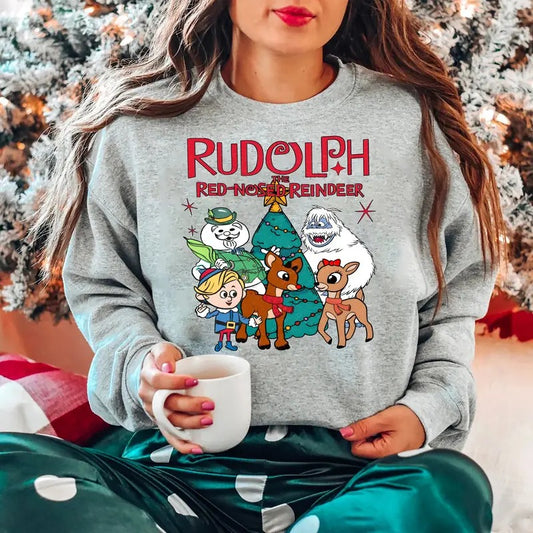 Vintage Rudolph Red Nosed Reindeer Sweatshirt, Retro Christmas Shirt, Rudolph Christmas Sweatshirt, Reindeer Hoodie, Cute Christmas Sweatshirt, Vintage Rudolph Shirt