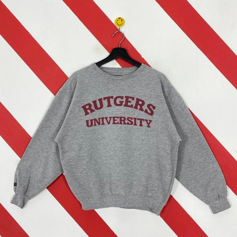 Vintage Rutgers University Sweatshirt Rutgers Crewneck Rutgers Soccer Sweater Pullover Rutgers Scarlet Knights Print Grey...