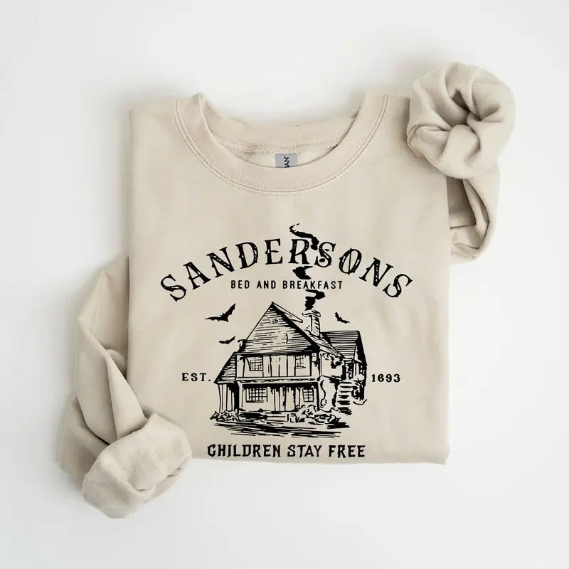 Vintage Sandersons Bed And Breakfast Stay Free Sweatshirt, Halloween Funny Gift T-Shirts, Hoodie | PureTeeCo.com