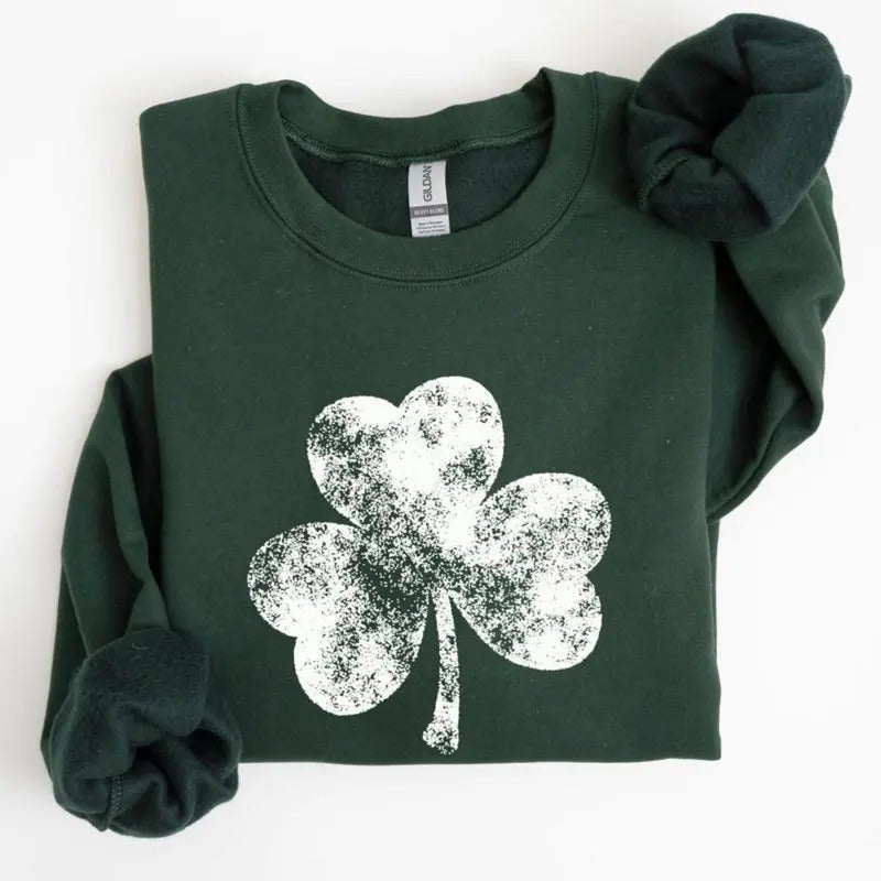 Vintage Shamrock, St Patrick's Day Sweatshirt T-shirt Hoodie Womenswear Cotton Fit Tops | PureTeeCo.com