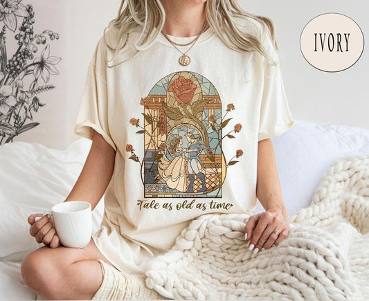 Vintage Tale as Old as Time T-Shirt, Retro Beauty and the B.east T-Shirt, DN Princess Shirt, Belle.e Beauty Prinnecess Tees