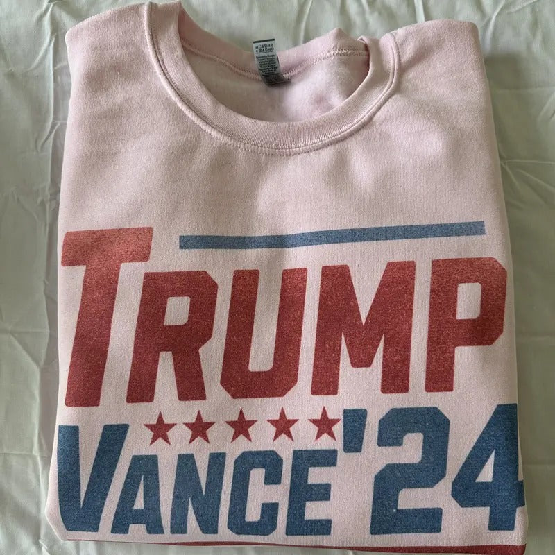 Vintage Trump Vance 2024 Sweatshirt T Shirt Pink Hoodie | PureTeeCo.com