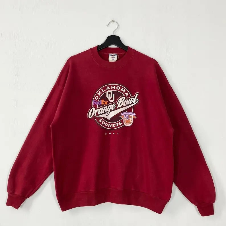 Vintage University Oklahoma Sweatshirt University Oklahoma Crewneck Oklahoma Sweater Pullover Oklahoma Sooners Print Logo...