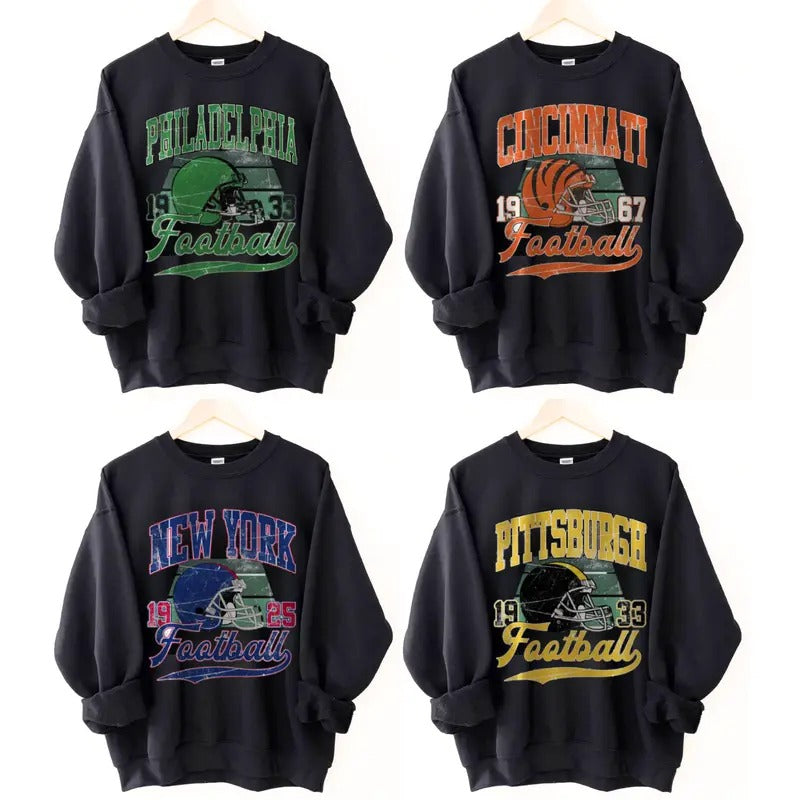 Vintage Varsity College Sweatshirt, Vintage All Team Football Sweatshirt with Big Words Logo and Graphic Tees for...