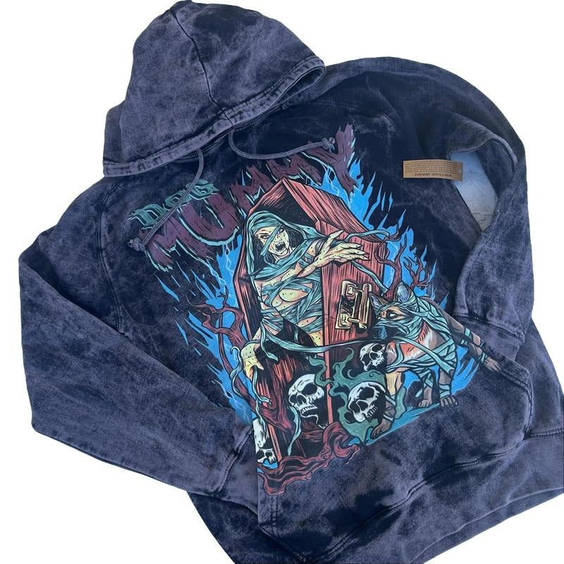 Vintage Washed Hoodie - Dog Mummy, Dog Lovers, Gift for Dog Mom, Halloween Hoodie T-Shirts, Sweatshirt | PureTeeCo.com