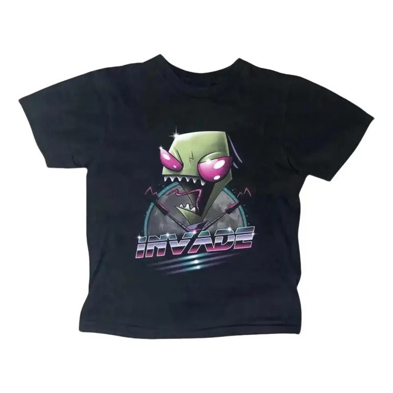 Vintage Zim Baby Tee Gothic Emo Girl Top Y2K Women Streetwear Scene Clothing 2000s