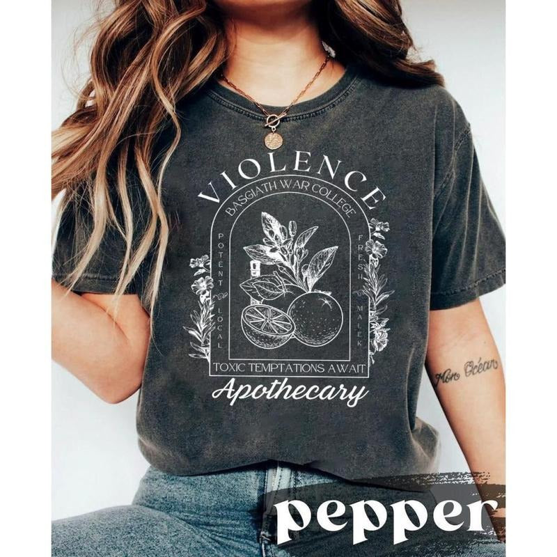 Violence Apothecary Shirt, Booktok T-Shirt, Basgiath War College, Fourth Wing Shirt, Fantasy Lover Gift, Dragon Rider,...