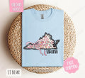 Virginia Floral Bow Gildan T-shirt, Cute Trendy Tee, State Coquette Oversized Top Hoodie, Sweatshirt | PureTeeCo.com