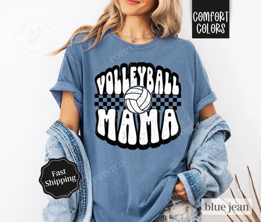 Volleyball Mama Shirt Comfort Colors, Retro Gameday Tshirt, Womens Volleyball Tee, Womenswear Oversized Crewneck