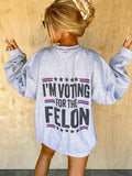 Voting For The Felon Graphic Top T-Shirts, Hoodie, Sweatshirt | PureTeeCo.com