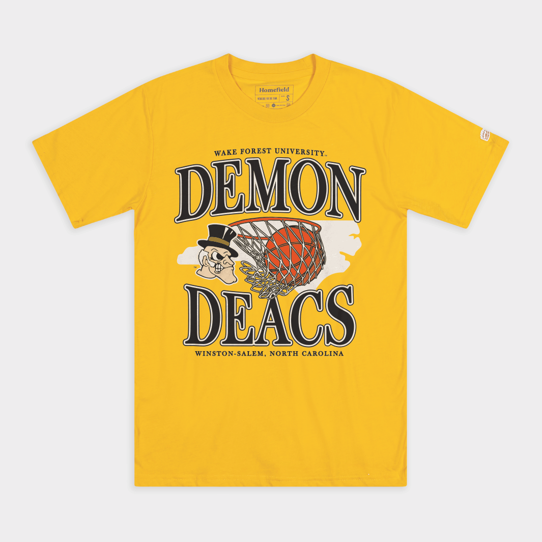 Wake Forest Demon Deacs Basketball Retro Tee Hoodie, Sweatshirt | PureTeeCo.com (Image 1)