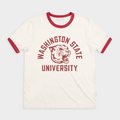 Washington State Retro Cougar Ringer Tee Hoodie, Sweatshirt | PureTeeCo.com (Image 1)