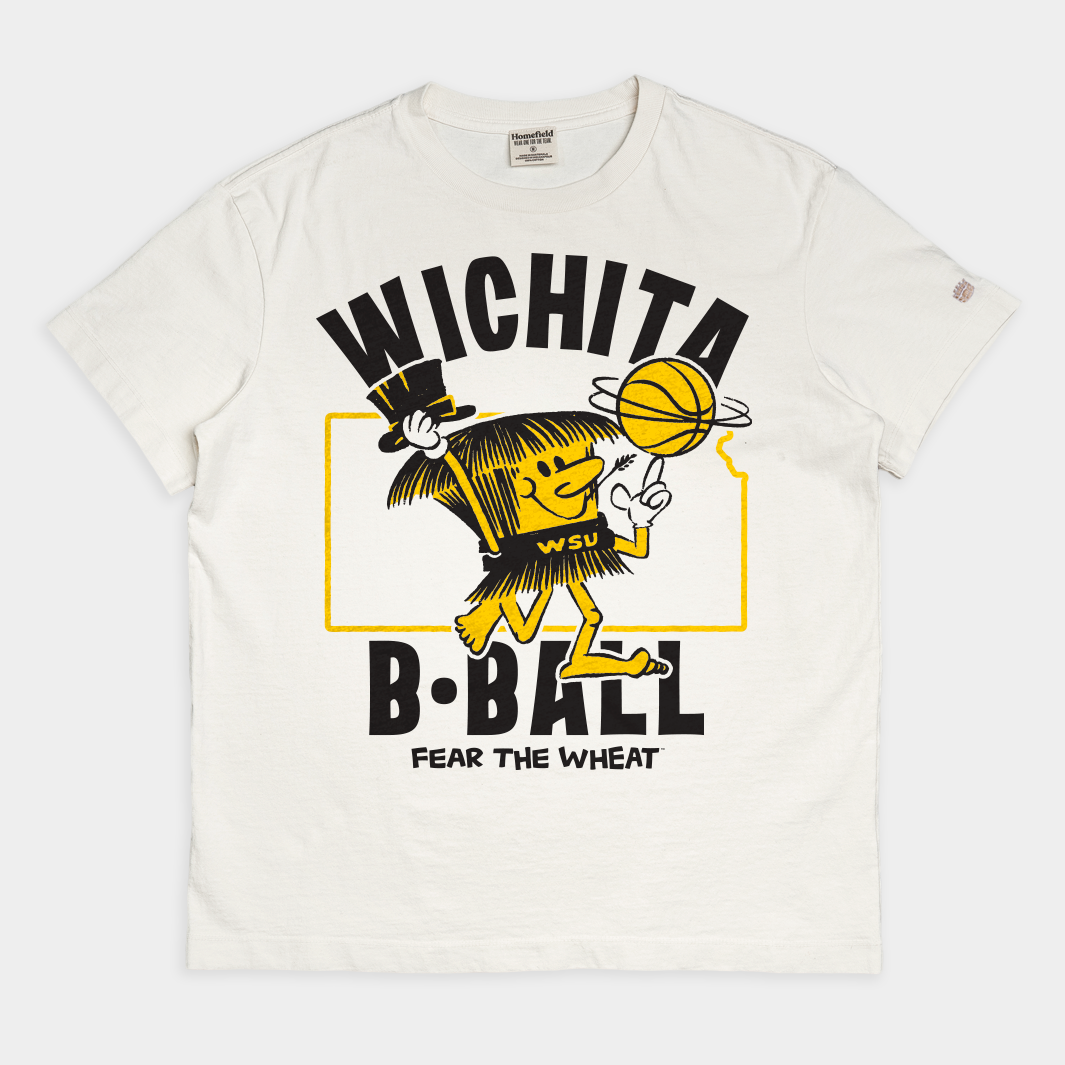 Wichita State Basketball "Fear The Wheat" Vintage Heavyweight Tee Hoodie, Sweatshirt | PureTeeCo.com (Image 1)