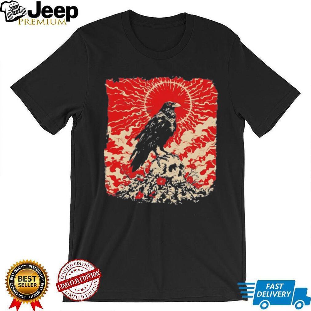 The Crow and the Skull illustrated vintage shirt