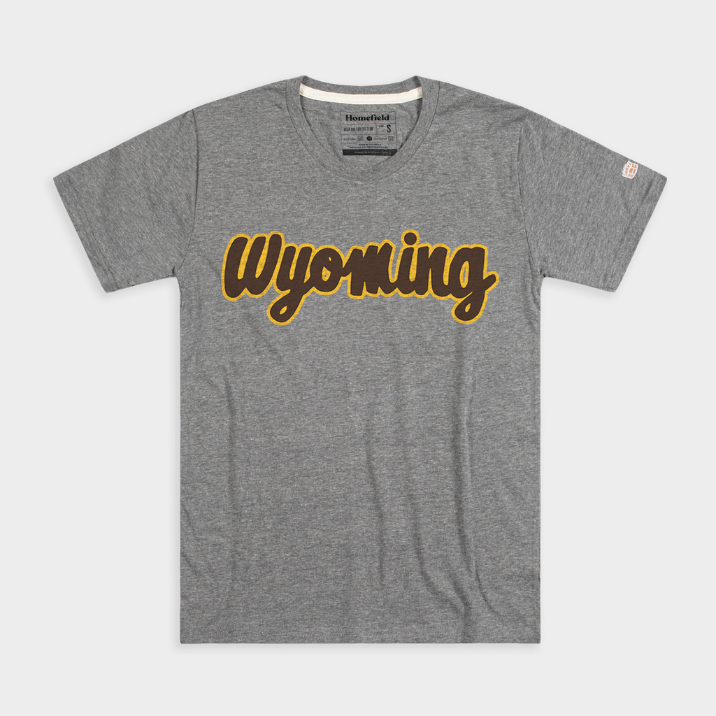 Wyoming Script Grey Tee Style001 Hoodie, Sweatshirt | PureTeeCo.com
