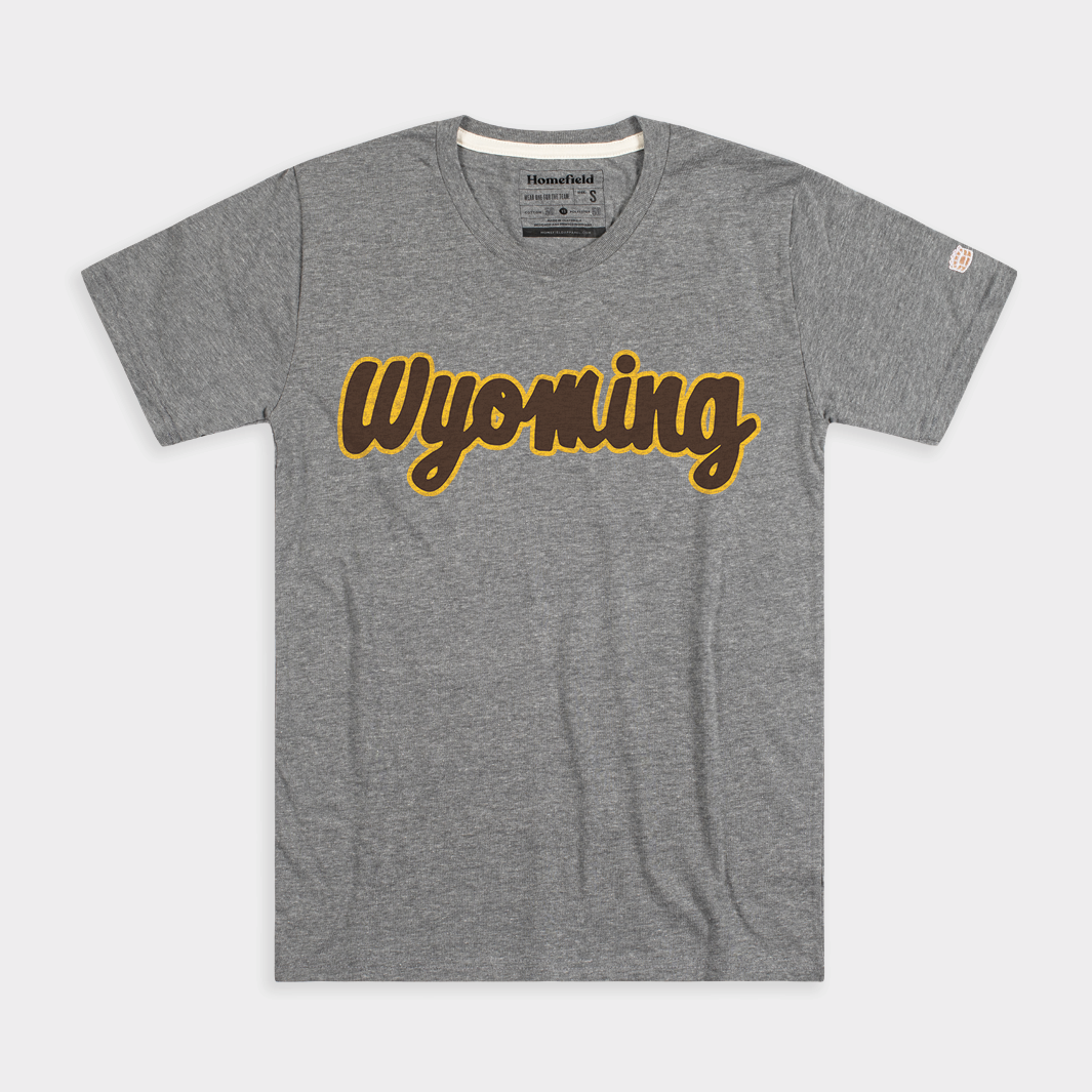 Wyoming Script Grey Tee Style001 Hoodie, Sweatshirt | PureTeeCo.com
