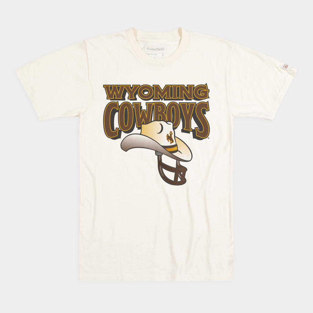 1990s Vintage Wyoming Cowboys Football Helmet Tee Hoodie, Sweatshirt | PureTeeCo.com (Image 1)