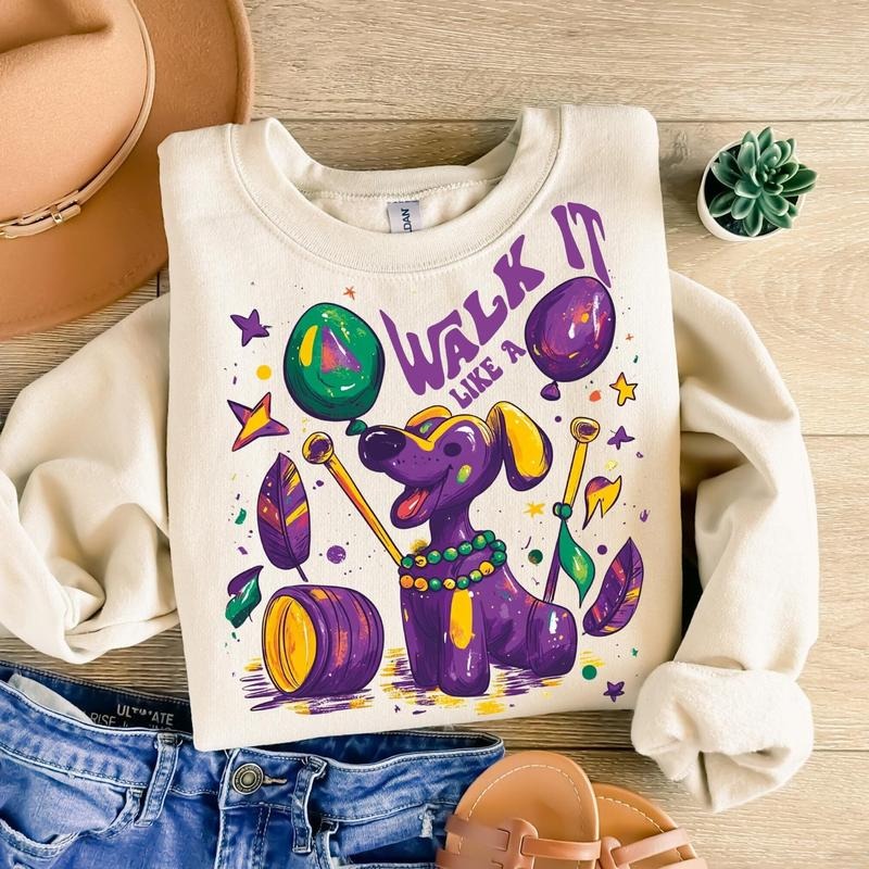 Walk It Like A Dog Mardi Gras Glitter Mardi Gras Shirt Retro Mardi Gras Fleur De Lis Louisiana Brushstroke