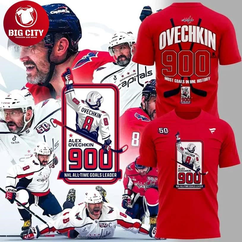Washington Capitals Alexander Ovechkin NHL All-Time Leading Goal Scorer Cross Sticks Edition Two Sided Shirt
