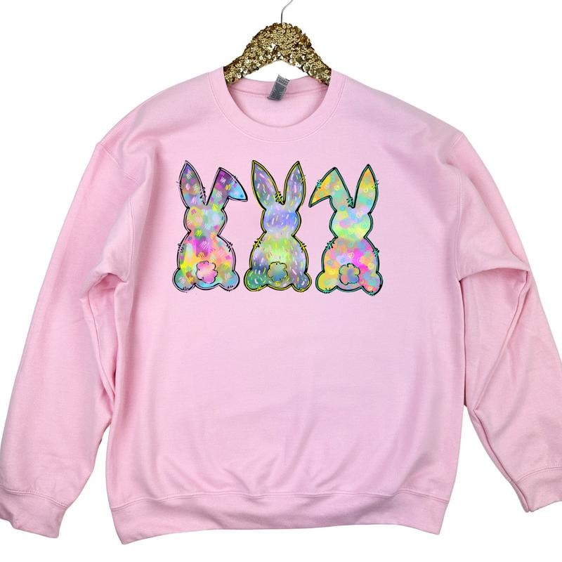 Watercolor Bunnies Gildan Sweatshirt -- LIGHT PINK T-Shirts, Hoodie | PureTeeCo.com