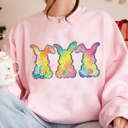 Watercolor Bunny Easter Day Shirt, Peeps  Sweatshirt, Easter Bunny Shirt,  Retro Easter Doodles Tee, Easter love shirt