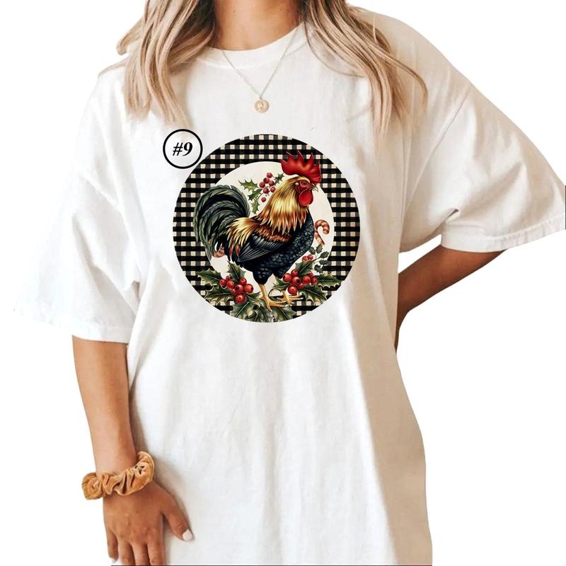Watercolor Cute Rooster Farm animals Unisex T-shirt Sweatshirt Hoodie Design all #ftn Cotton Top | PureTeeCo.com