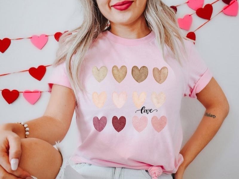 Watercolor Heart Shirt, Heart Graphic T-shirt, Valentine's Day Heart Tee, Valentines Day Graphic Shirt, Shirt With Heart,...