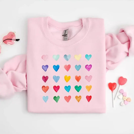 Watercolor Heart Sweatshirt, Valentine's Day Heart Sweater,  Retro Valentine's Day Gift, Valentine's Day Sweatshirt, Heart Sweatshirt