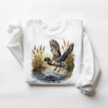 Watercolor Mallard Duck Flying of a Lake Wild Duck Sweatshirts Independence Day Retro and National Hunting Day 1 Cotton...