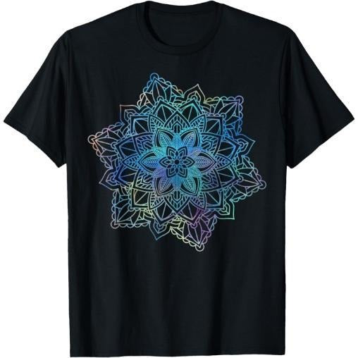 Watercolor Mandala Sacred Fractal Geometry Art Good Vibe T-Shirt Made in USA Hoodie, Sweatshirt | PureTeeCo.com
