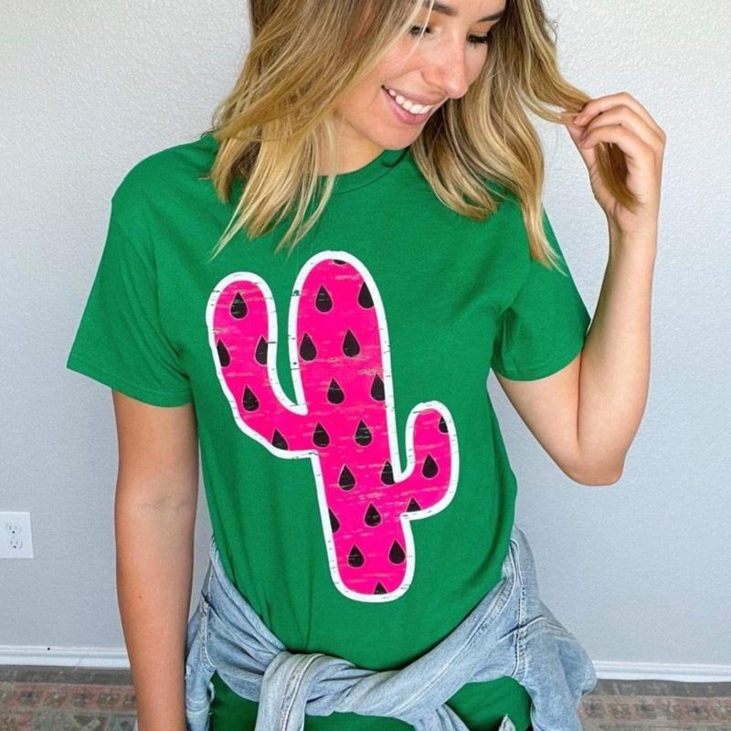 Watermelon Cactus Graphic Tee Hoodie, Sweatshirt | PureTeeCo.com