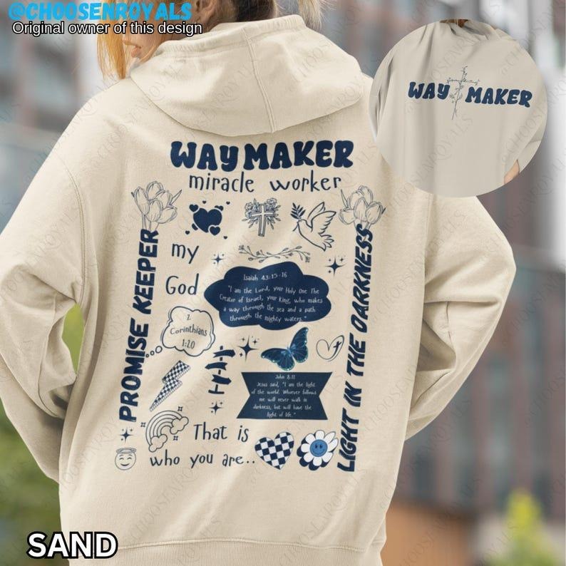 Waymaker Bible Verses Christian Hoodies Christian Apparel & Streetwear Women Christian Hoodies Religious Gift Christian...