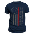 We The People 1776 Thin Red Line Vertical Flag Firefighter Men's T-Shirt Casual Classic Hoodie, Sweatshirt | PureTeeCo.com