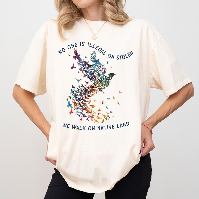 We Walk On Native Land Comfort Colors Shirt, Independent Birds Tee, Activist T-shirt, Native American Clothing Hoodie,...